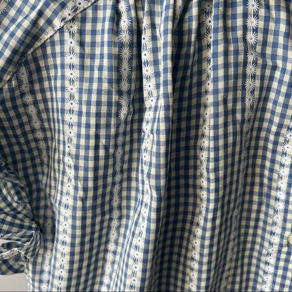 NWT Max studio women's embroided top,button down, gingham print,white, boho - Picture 10 of 14